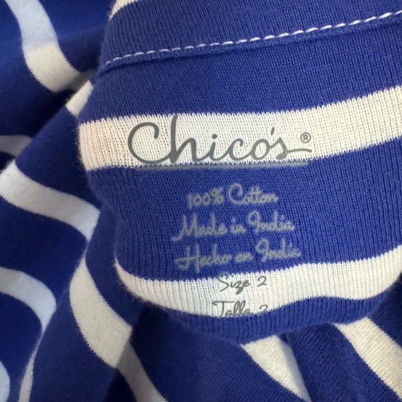 NWT Chico's Navy/White Striped SPRING/SUMMER Top MEDIUM      #P - Picture 5 of 9